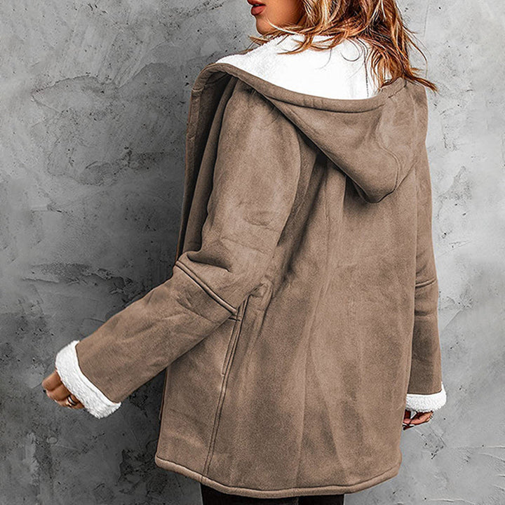 Didienne - Long Sleeve Faux Suede Hooded Coat