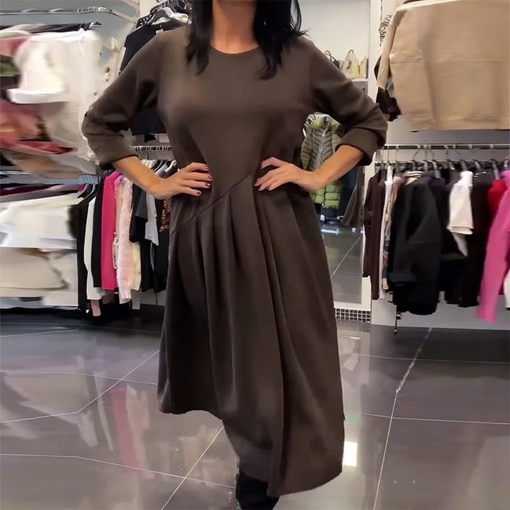 Jorjia – Lässiges Langes Kleid mit Rundhalsausschnitt