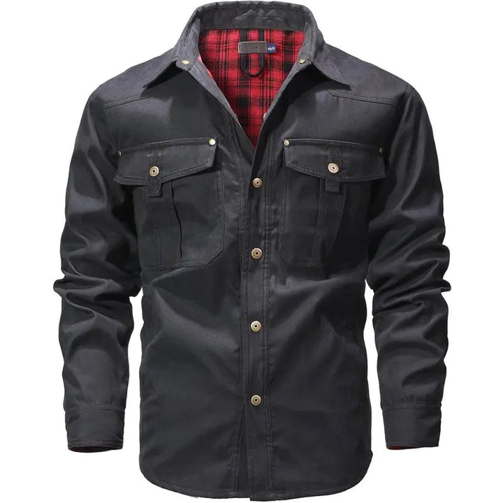 Elkan - Flanellgefütterte Western Jacke Mit Druckknöpfen