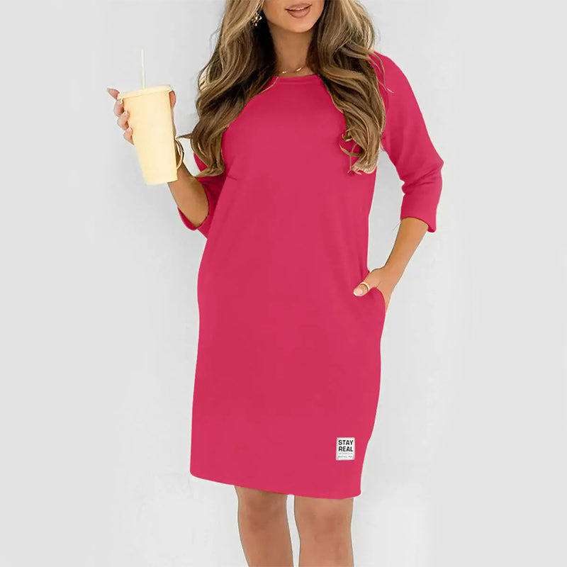 Sidsel – Elegantes T-Hemd-Kleid Mit Rundhalsausschnitt