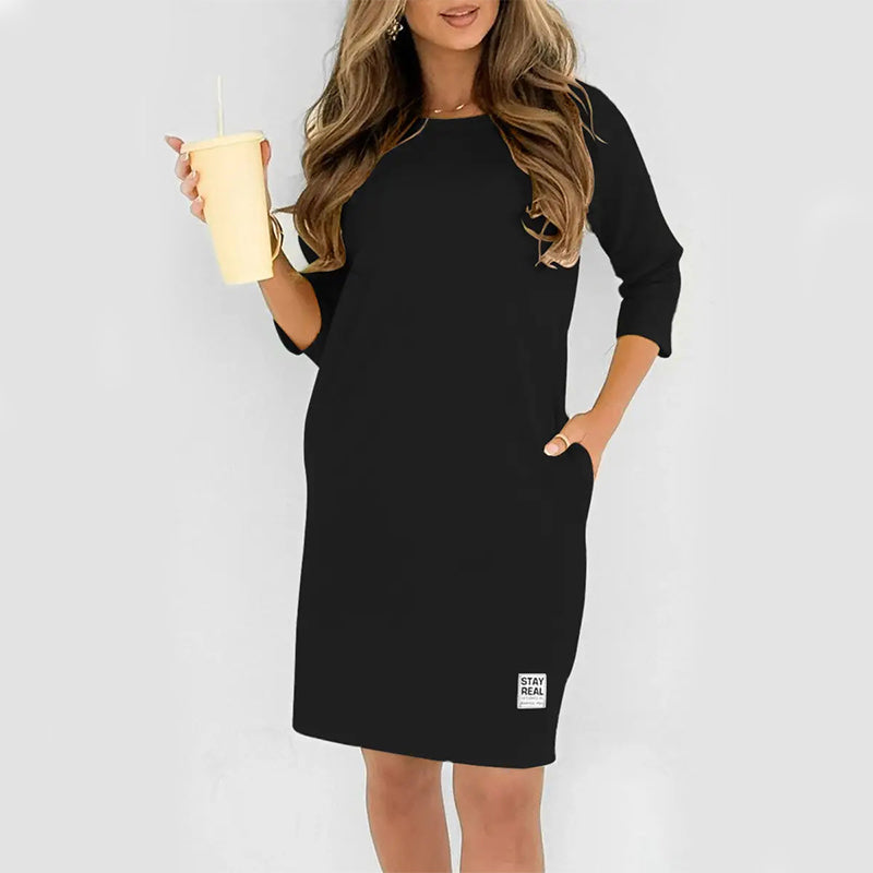 Sidsel – Elegantes T-Hemd-Kleid Mit Rundhalsausschnitt