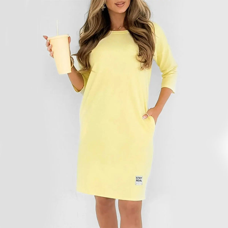 Sidsel – Elegantes T-Hemd-Kleid Mit Rundhalsausschnitt