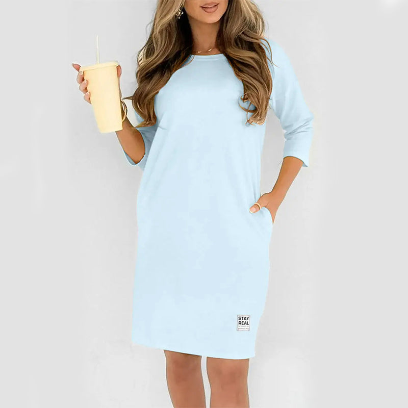 Sidsel – Elegantes T-Hemd-Kleid Mit Rundhalsausschnitt