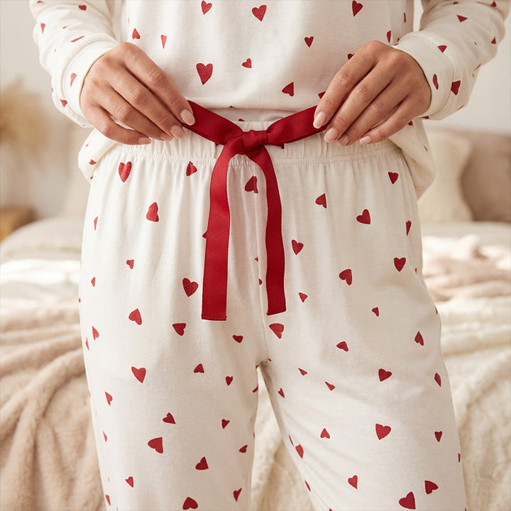 Rugile - Bequemes Pyjama Set Mit Herzmuster