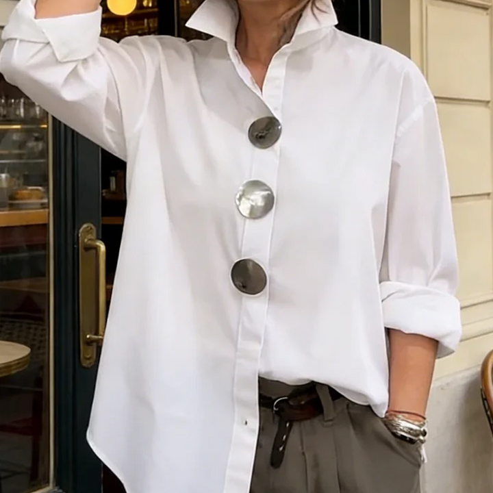 Cvijeta – Übergroß Bluse Mit Großen Metallknöpfen