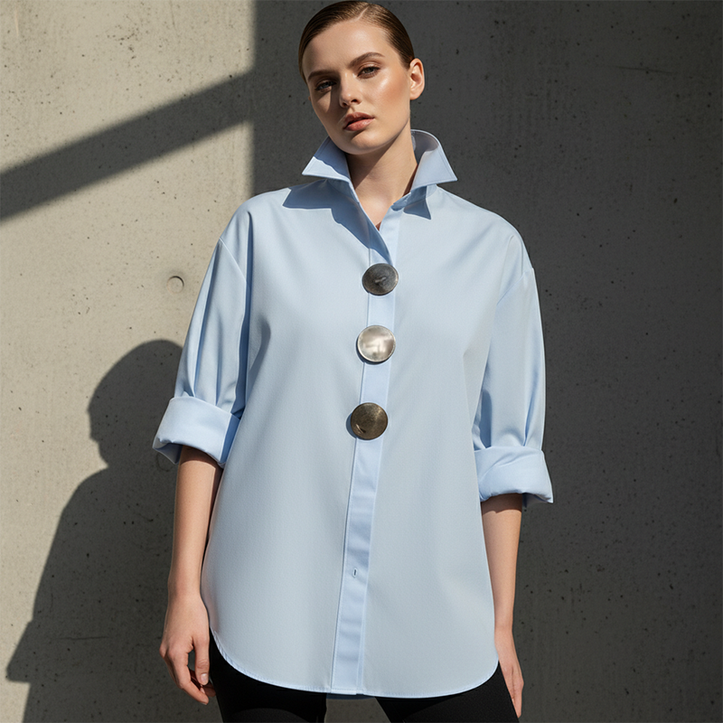 Cvijeta – Übergroß Bluse Mit Großen Metallknöpfen