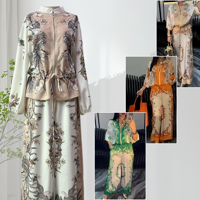 Katya - Eleganter Blumen Drucken Zweiteiliges Set