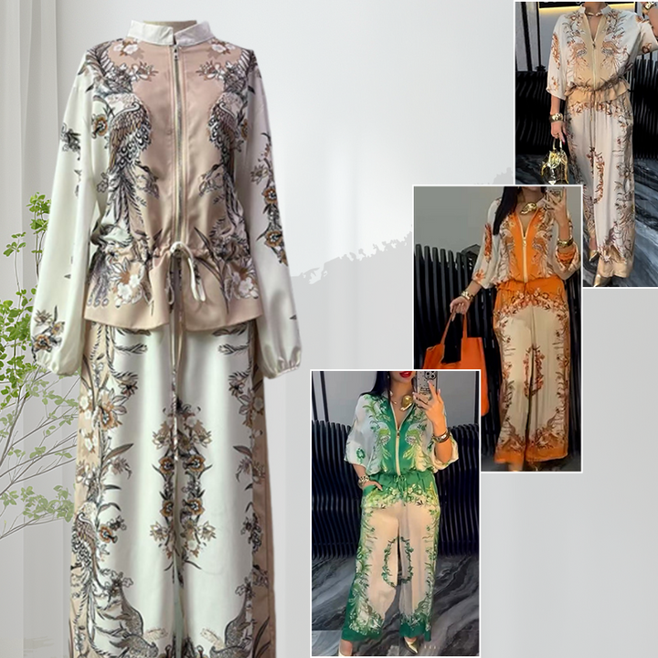 Katya - Eleganter Blumen Drucken Zweiteiliges Set