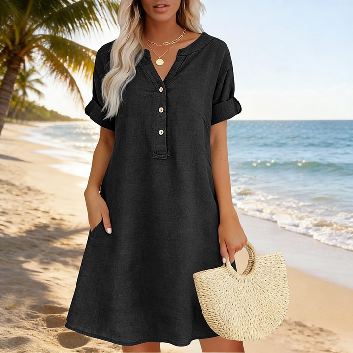 Jolande – Tunika Kleid Mit V-Ausschnitt Und Taschen