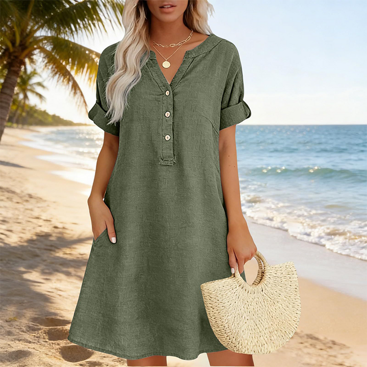 Jolande – Tunika Kleid Mit V-Ausschnitt Und Taschen