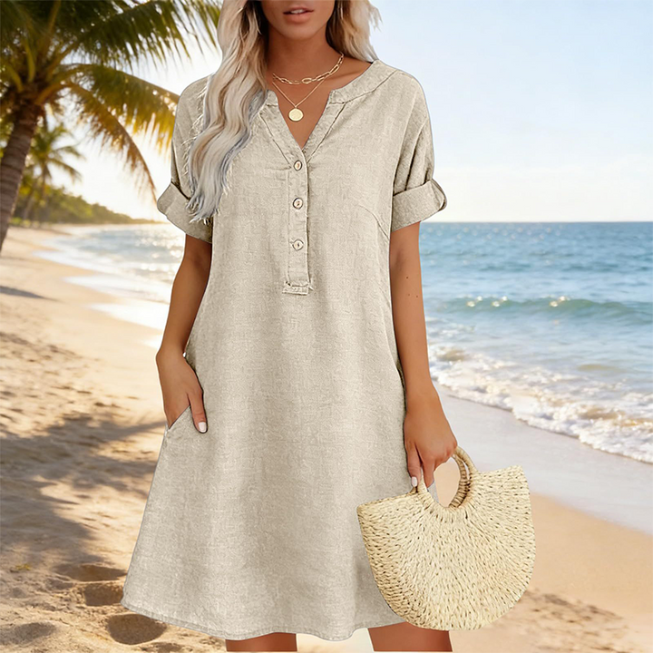 Jolande – Tunika Kleid Mit V-Ausschnitt Und Taschen