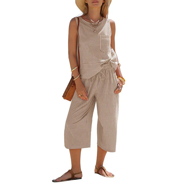 Lynija – Set Aus Gestreiftem, ärmellosem Oberteil Und Hose