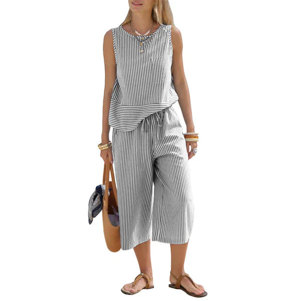 Lynija – Set Aus Gestreiftem, ärmellosem Oberteil Und Hose