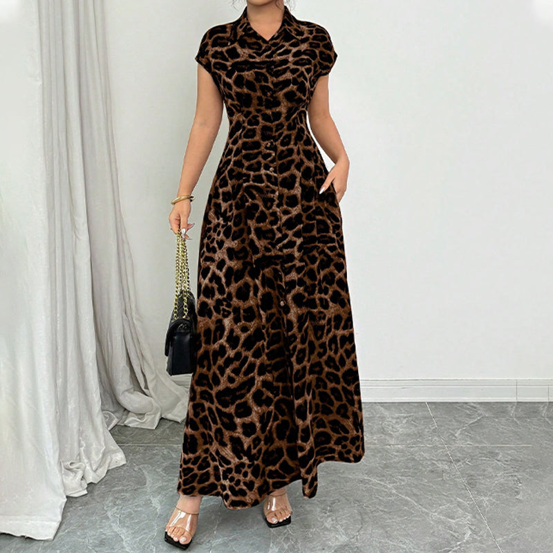 Ameerah – Elegantes Kleid Mit Leoparden Muster