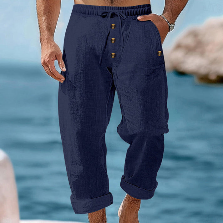 Devillier – Lässige Leinenhose mit Kordelzug
