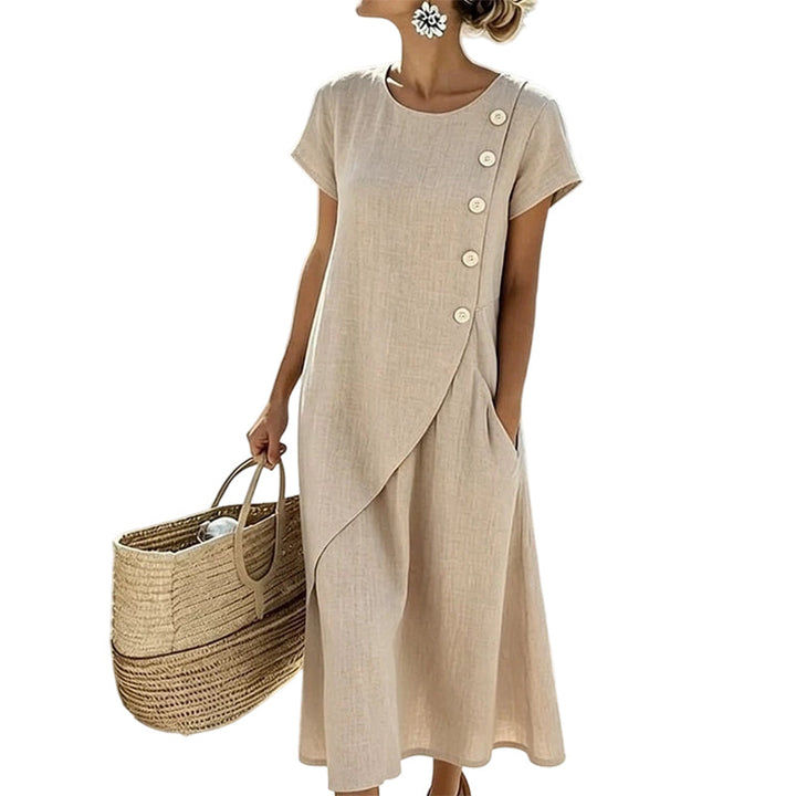 Alia - Elegantes Asymmetrisches Kleid Mit Rundhalsausschnitt