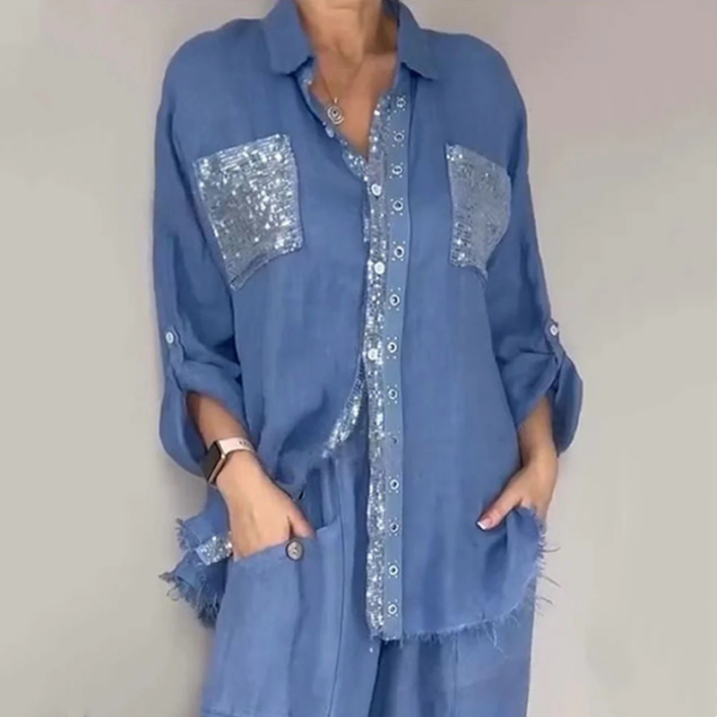 Lizy – Set Aus Pailletten Bluse Und Hose
