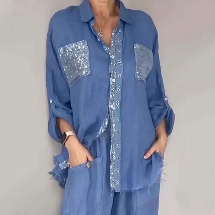 Lizy – Set Aus Pailletten Bluse Und Hose