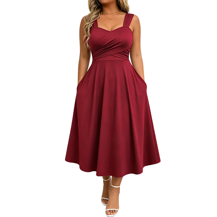 Katjaa - Elegantes Ärmelloses Kleid Mit Taschen