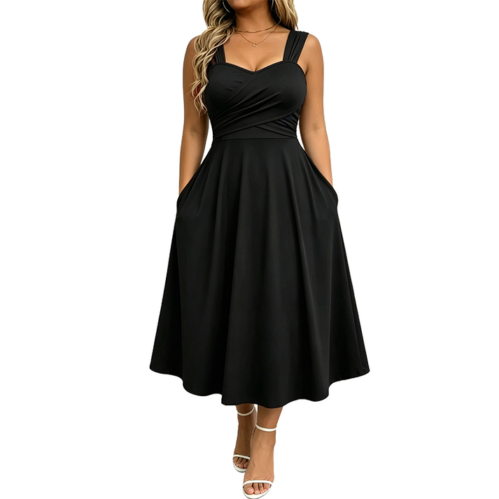 Katjaa - Elegantes Ärmelloses Kleid Mit Taschen