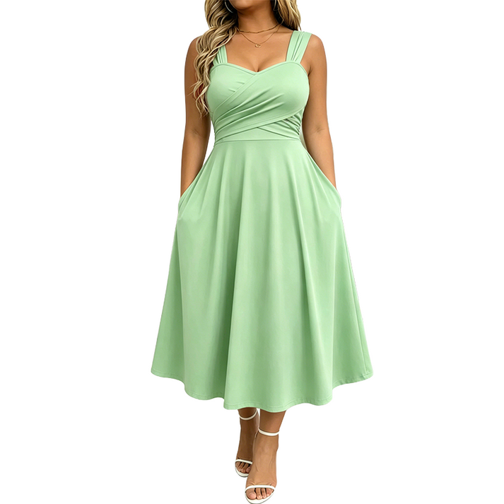 Katjaa - Elegantes Ärmelloses Kleid Mit Taschen