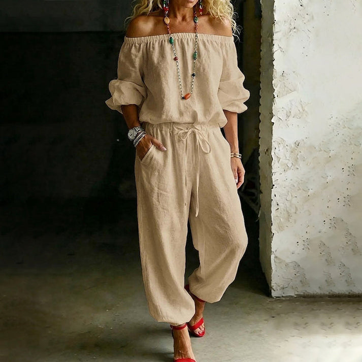 Gunay - Stylischer Jumpsuit MIT Schulterfreiem Ausschnitt