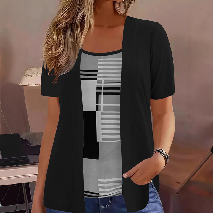 Thaminia - Kurzärmeliges T-shirt Im Lagenlook MIT Geometrischem Print