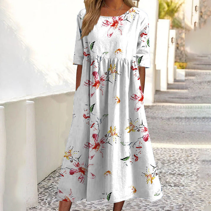 Saadia - Kurzärmeliges Kleid Mit Aufdruck und Tasche