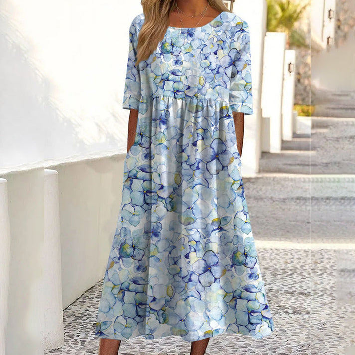 Saadia - Kurzärmeliges Kleid Mit Aufdruck und Tasche
