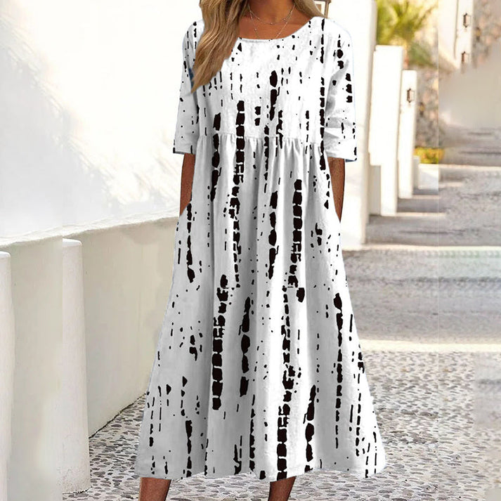 Saadia - Kurzärmeliges Kleid Mit Aufdruck und Tasche