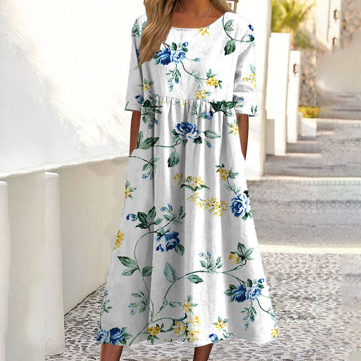 Saadia - Kurzärmeliges Kleid Mit Aufdruck und Tasche