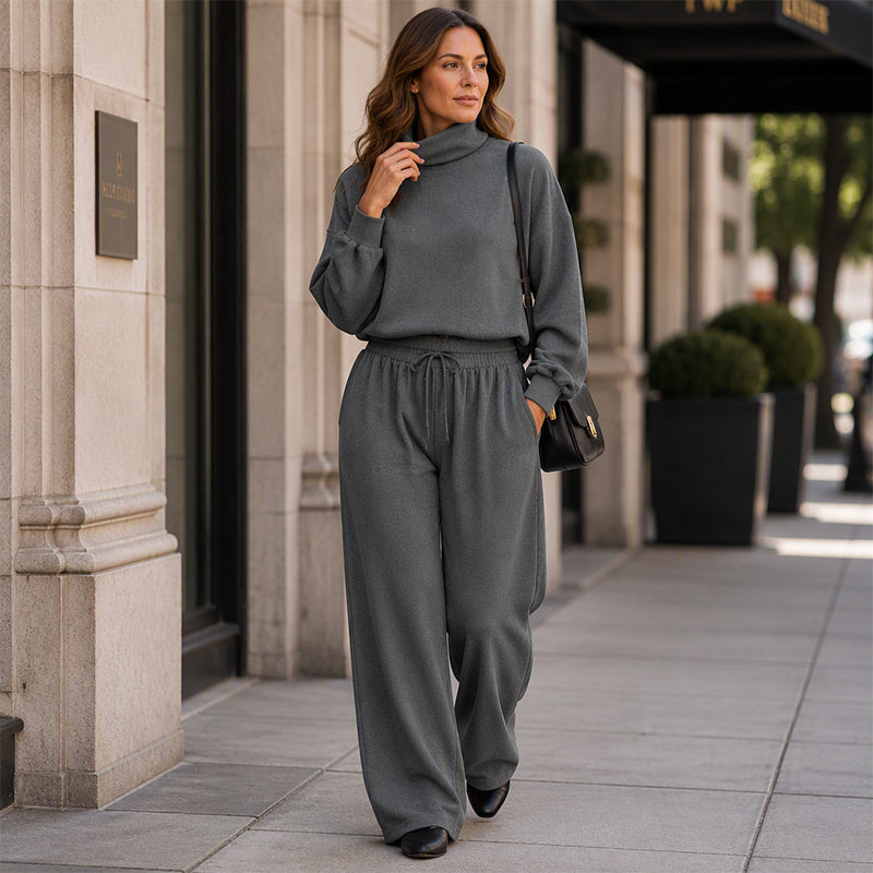 Phylles – Zweiteiliges Set mit Rollkragenpullover Und Hose Mit Weitem Bein
