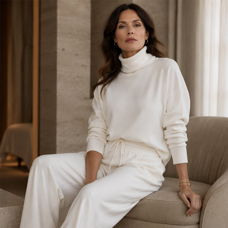 Phylles – Zweiteiliges Set mit Rollkragenpullover Und Hose Mit Weitem Bein