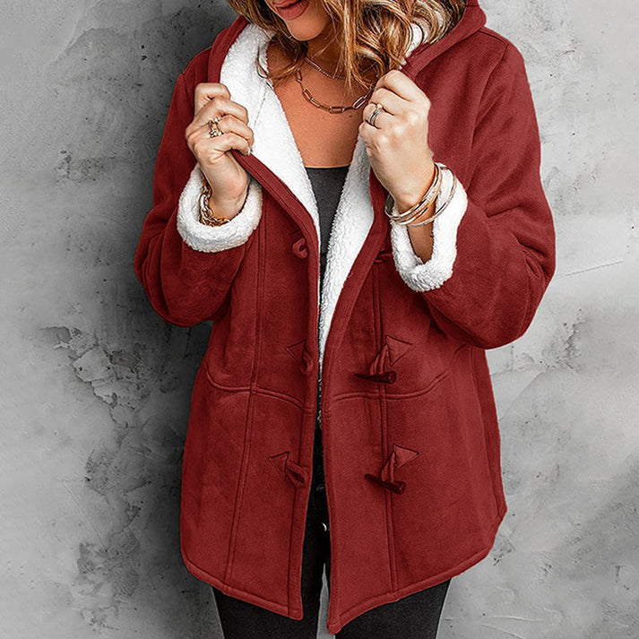 Didienne - Long Sleeve Faux Suede Hooded Coat