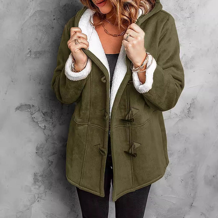 Didienne - Long Sleeve Faux Suede Hooded Coat