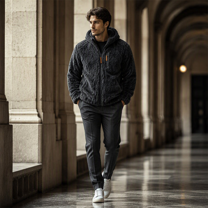 Quinten – Fleecejacke Mit Kapuze Und Reißverschluss Vorne