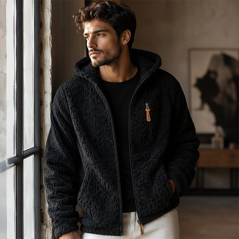 Quinten – Fleecejacke Mit Kapuze Und Reißverschluss Vorne