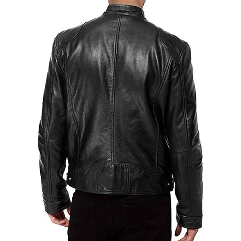 Emanual – Lederjacke mit Stehkragen und Reißverschluss