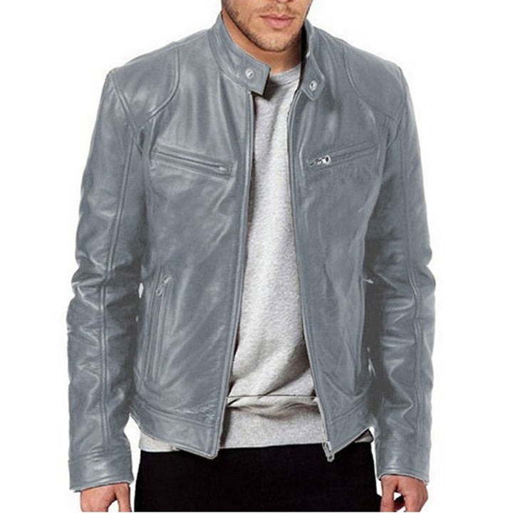 Emanual – Lederjacke mit Stehkragen und Reißverschluss