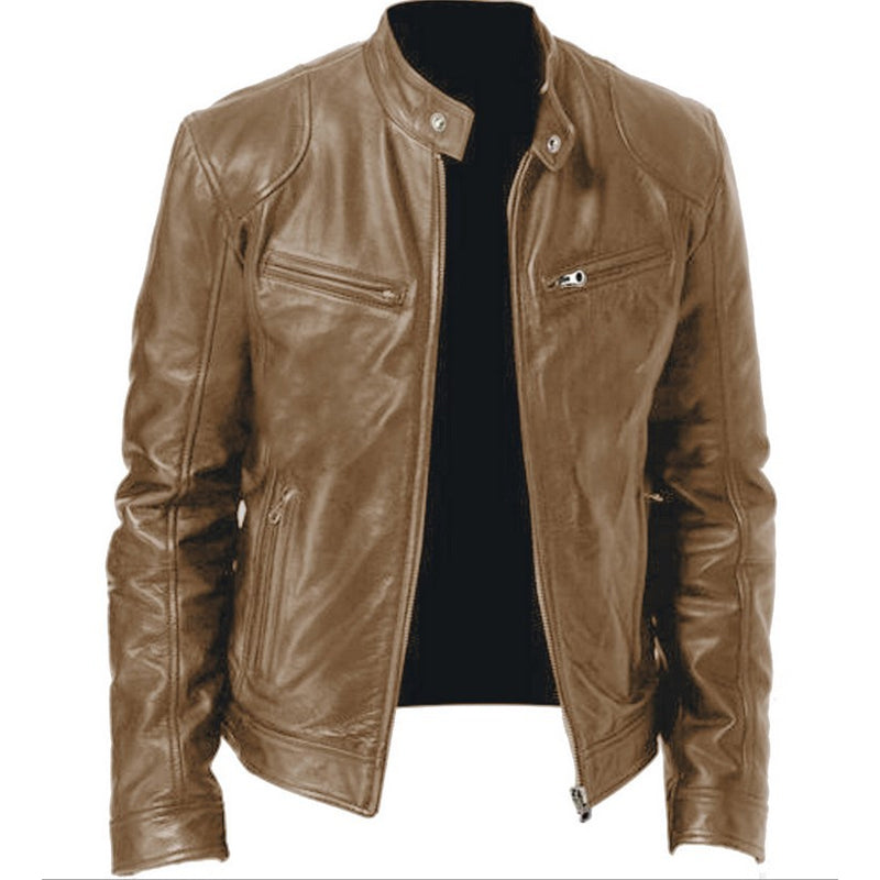 Emanual – Lederjacke mit Stehkragen und Reißverschluss