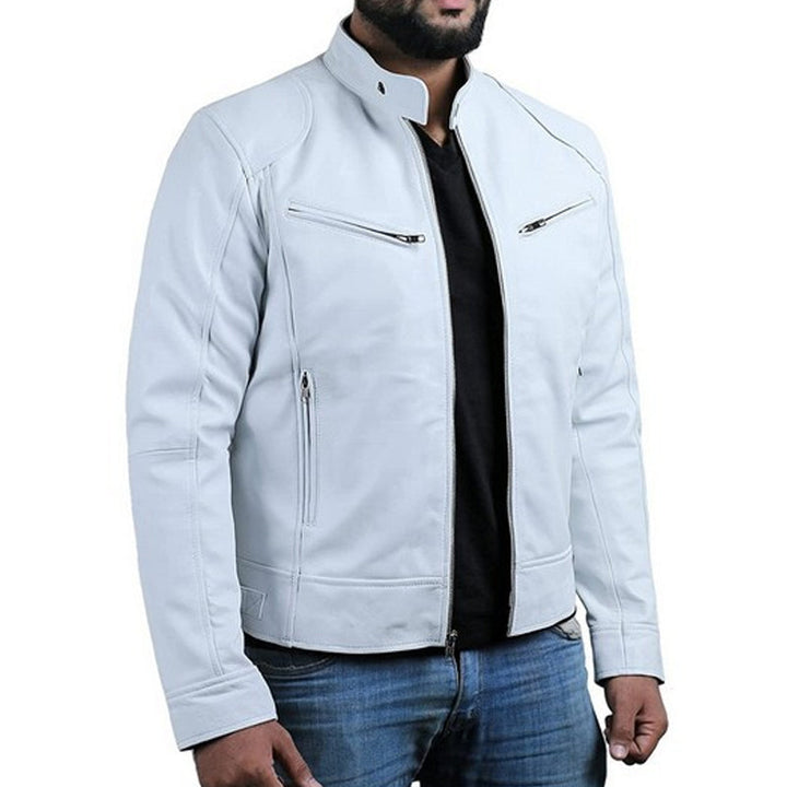 Emanual – Lederjacke mit Stehkragen und Reißverschluss