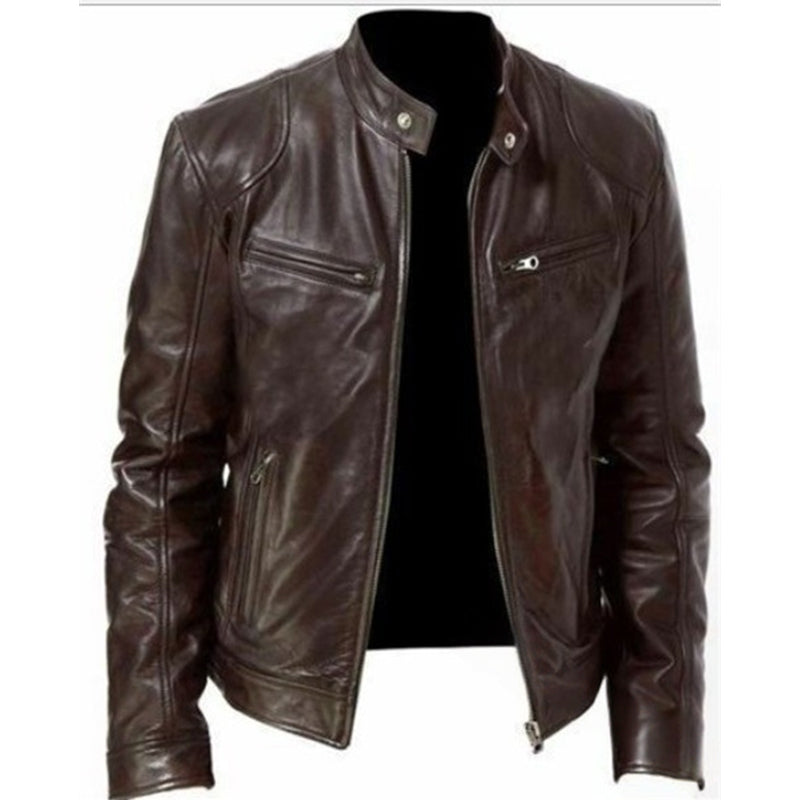 Emanual – Lederjacke mit Stehkragen und Reißverschluss