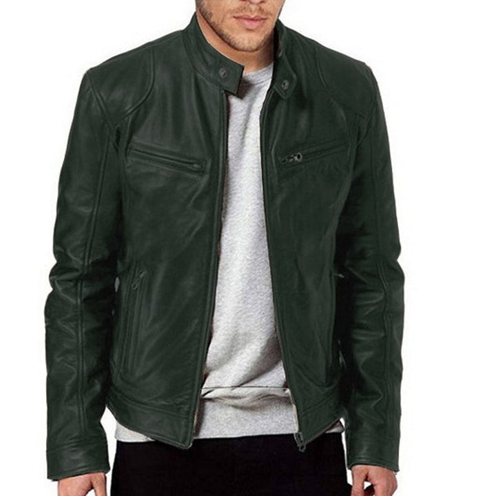 Emanual – Lederjacke mit Stehkragen und Reißverschluss