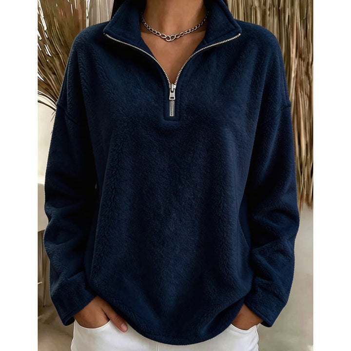 Akino – Fleece Pullover mit Halbem Reißverschluss Und Kragen