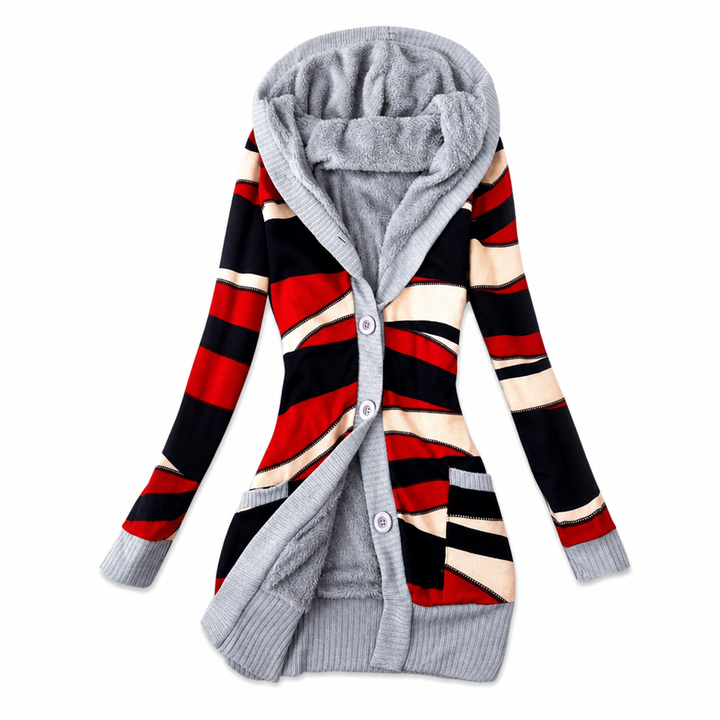 Shazina – Kapuzen Strickjacke Mit Geometrischem Muster