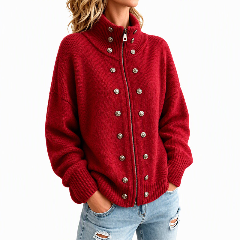 Ezgia – Strickjacke Mit Zierknopf