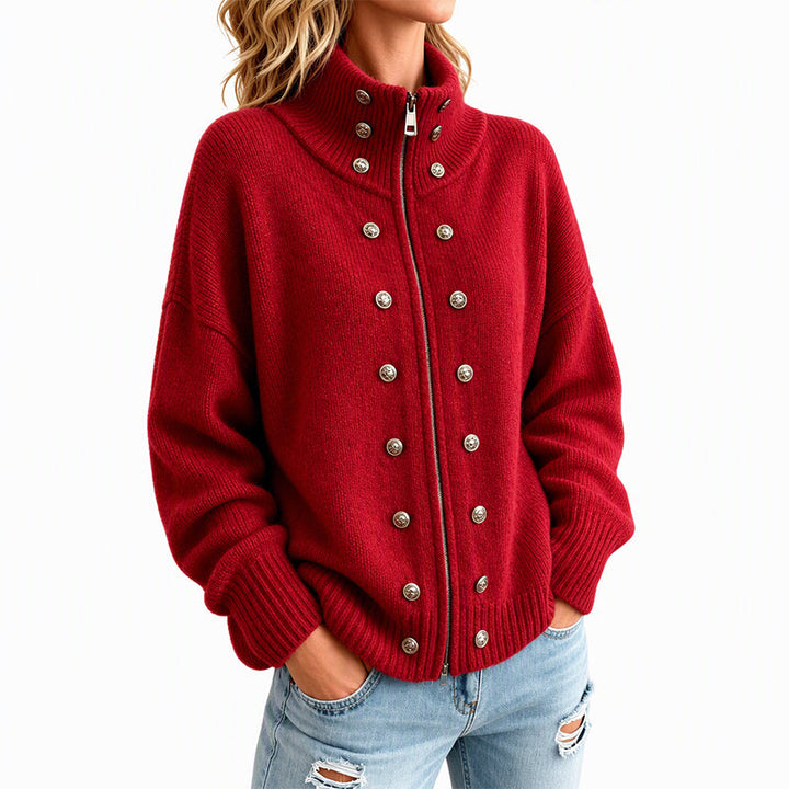 Ezgia – Strickjacke Mit Zierknopf