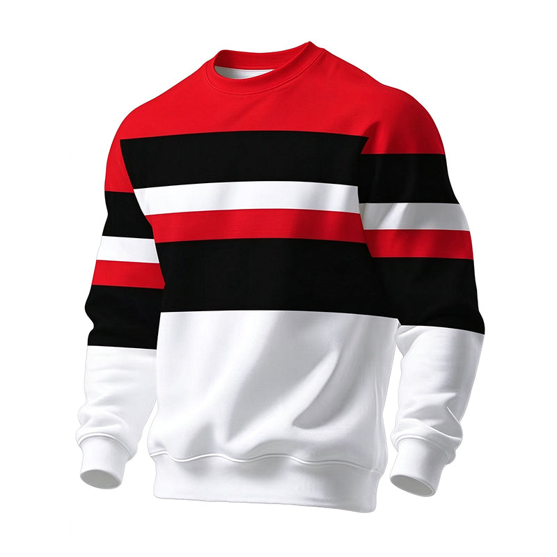 Wayale - Lässiges Gestreiftes Sweatshirt Mit Rundhalsausschnitt
