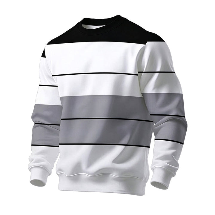Wayale - Lässiges Gestreiftes Sweatshirt Mit Rundhalsausschnitt