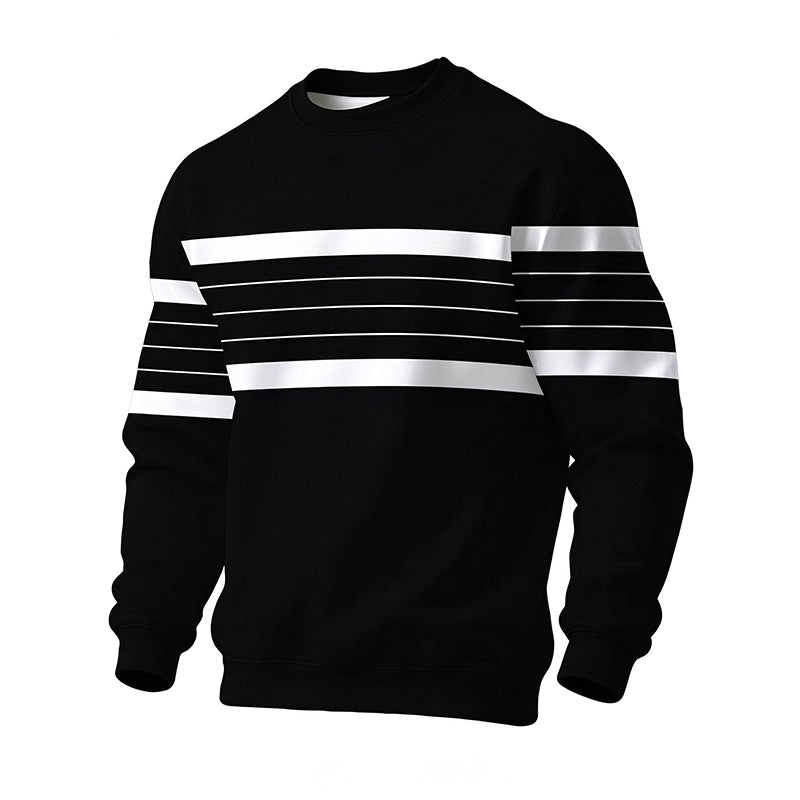 Wayale - Lässiges Gestreiftes Sweatshirt Mit Rundhalsausschnitt
